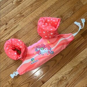 Kids Swim Vest with Unicorn Design - Pink - puddle jumper